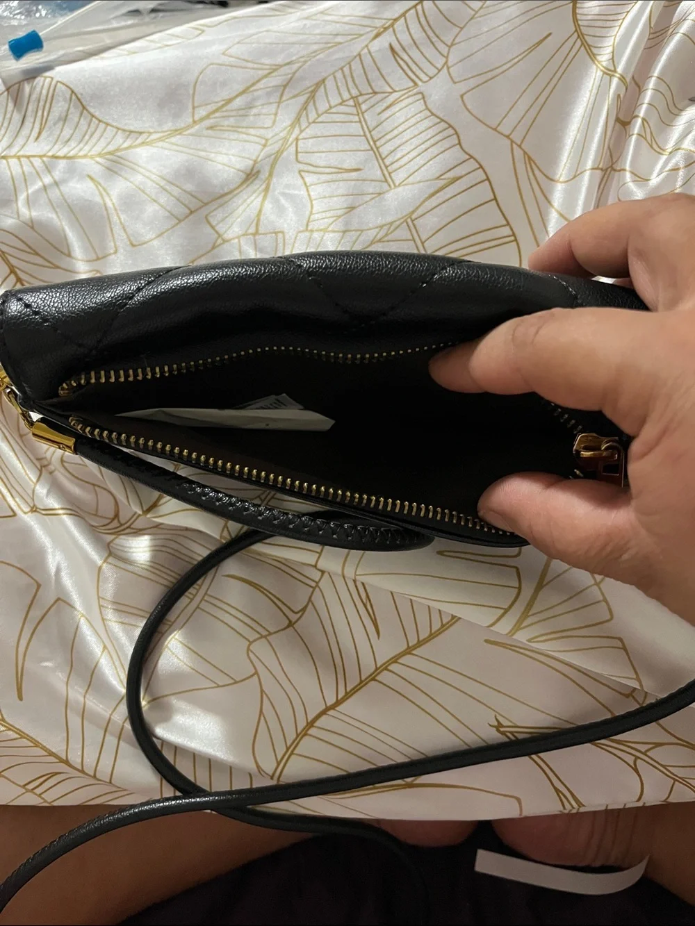 Rachel Zoe Black Quilted Crossbody with Gold RZ Logo